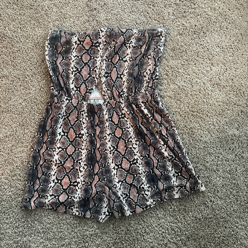 Fashion Nova Snake Print Strapless Jumpsuit